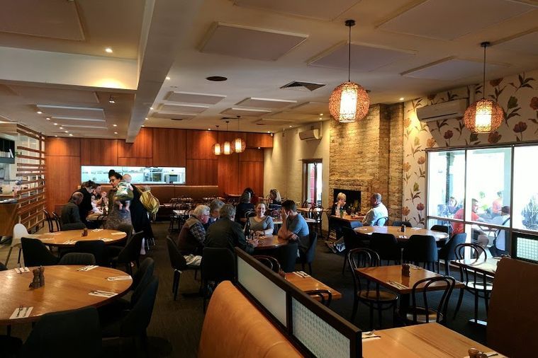 Guests dining inside Dandenong Pavilion